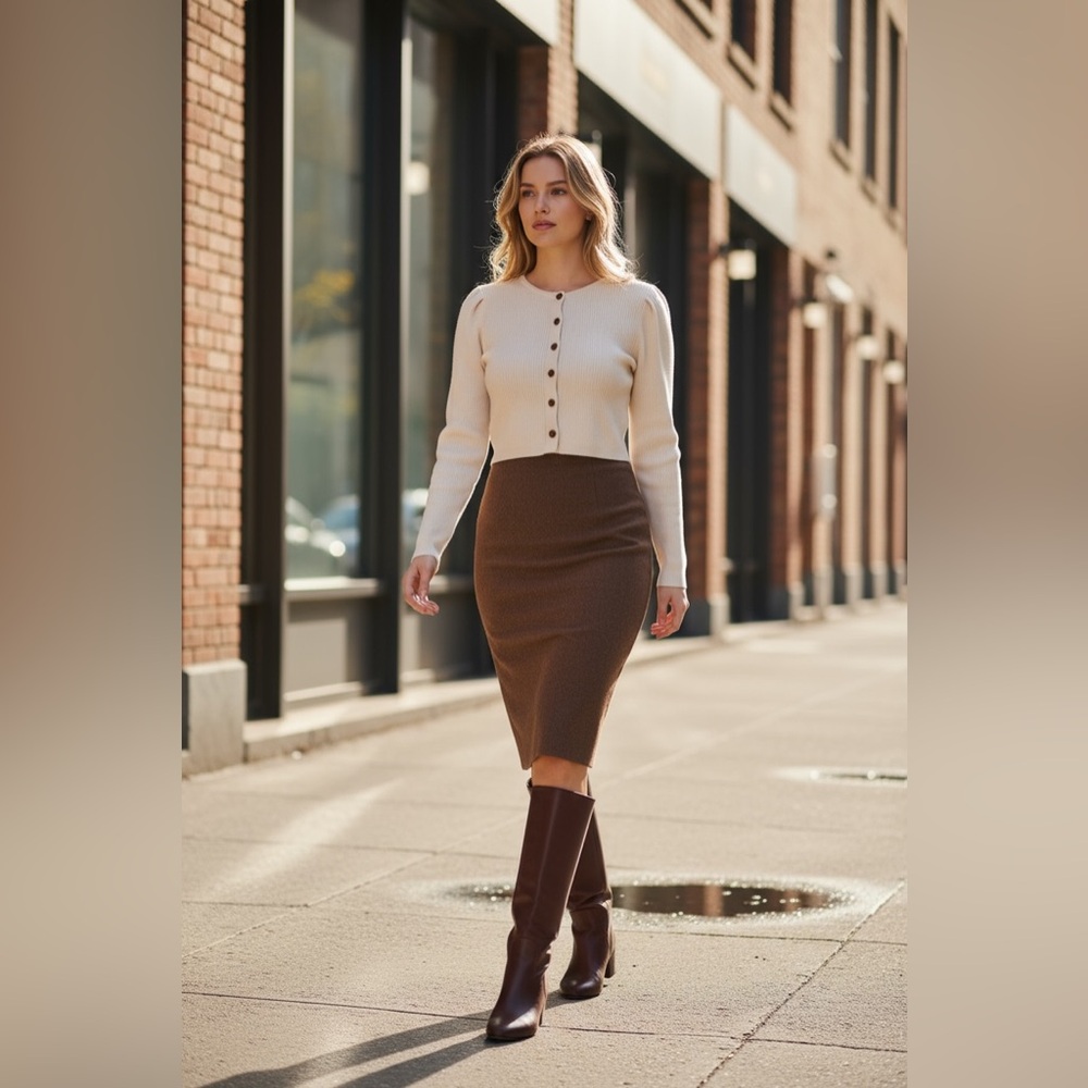Cropped Button-Up Cardigan Sweater